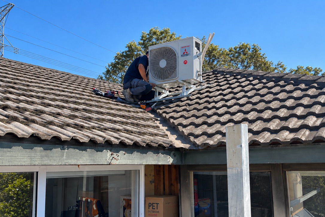 Residential split system installation by Task Trades