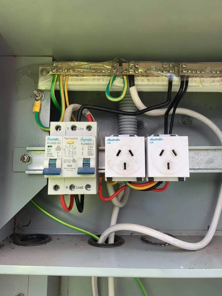 Sub-board with safety switches and power outlets